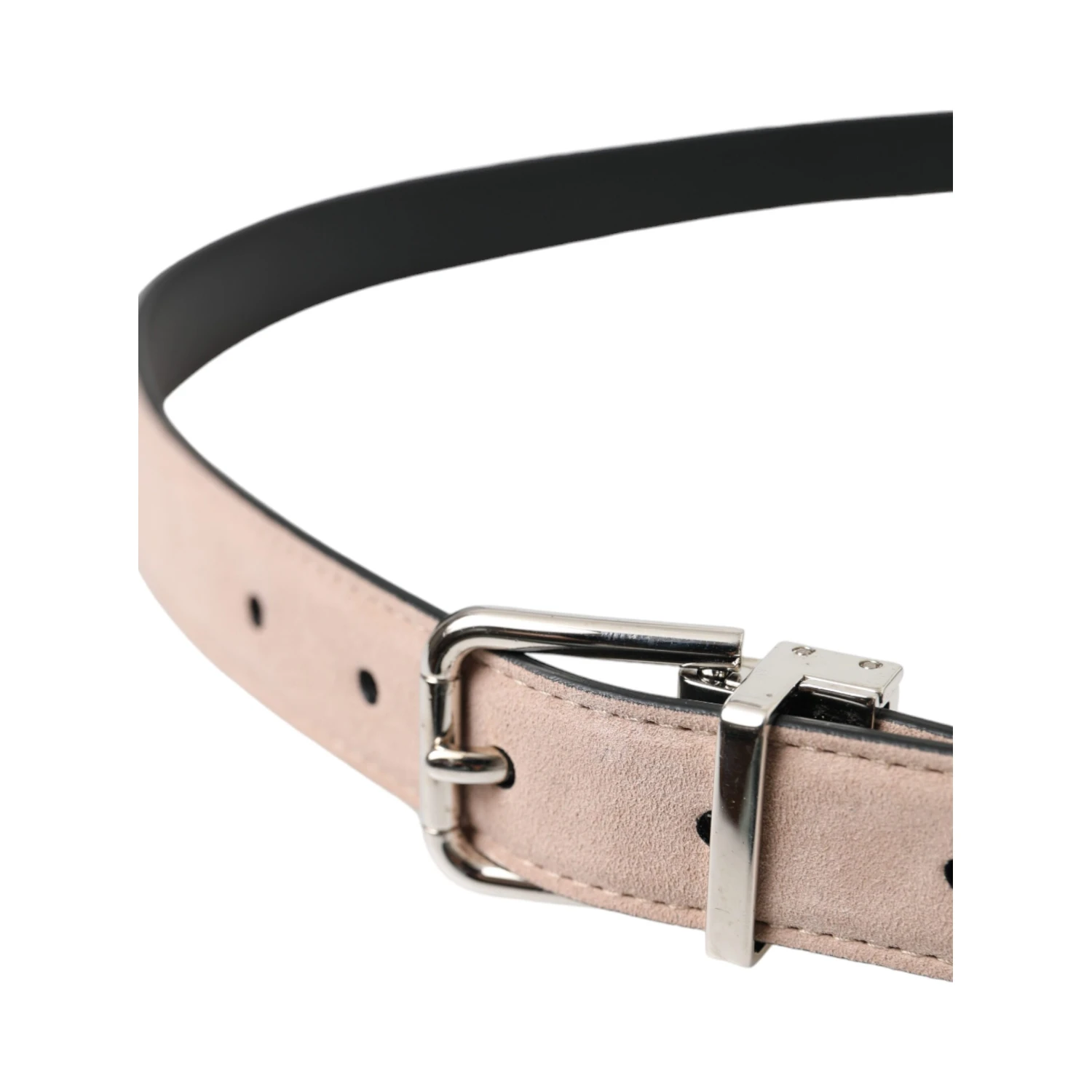 Beige Suede Leather Silver Buckle Belt Men