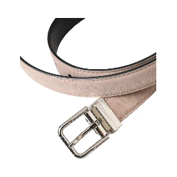 Beige Suede Leather Silver Buckle Belt Men