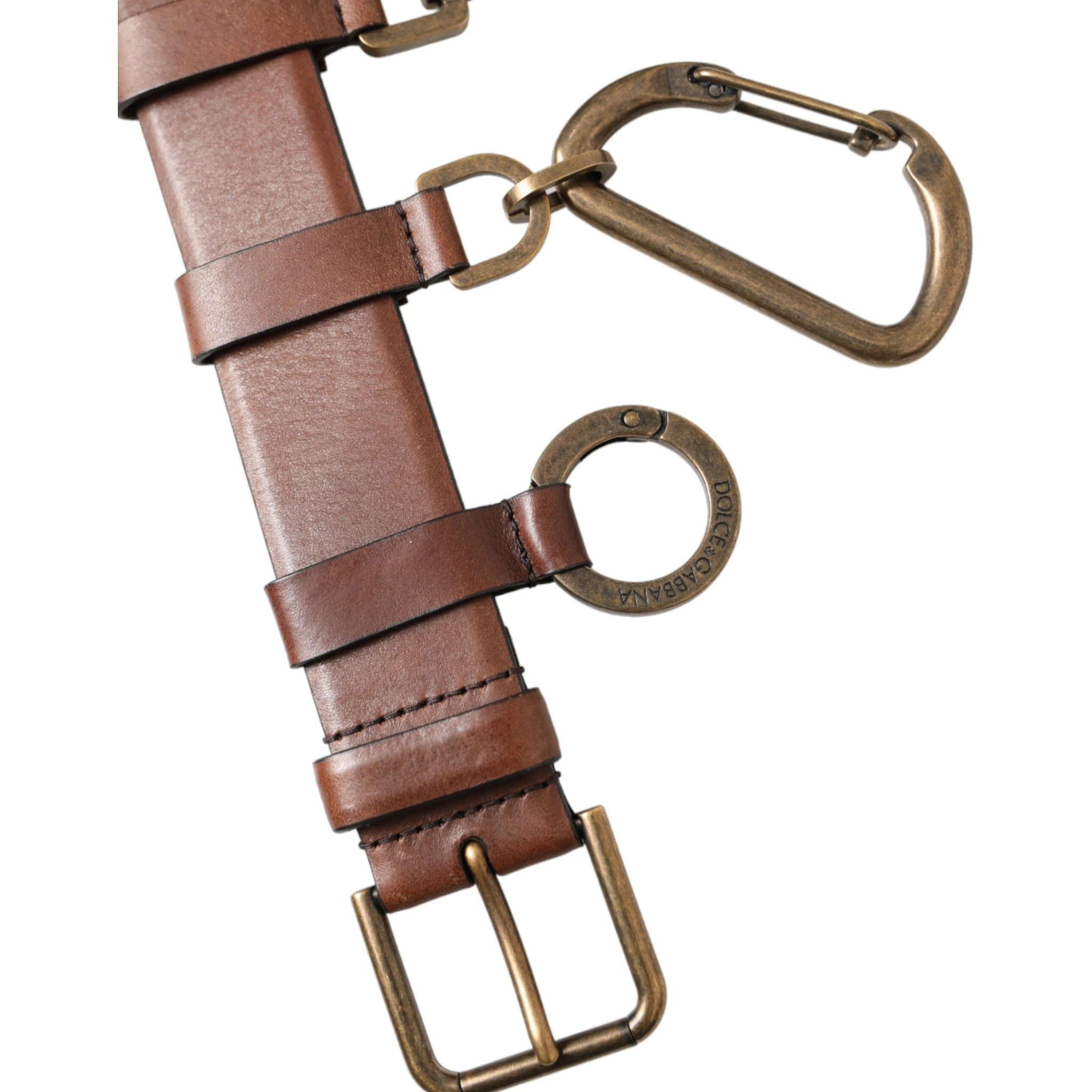 Brown Calf Leather Gold Metal Buckle Belt Men