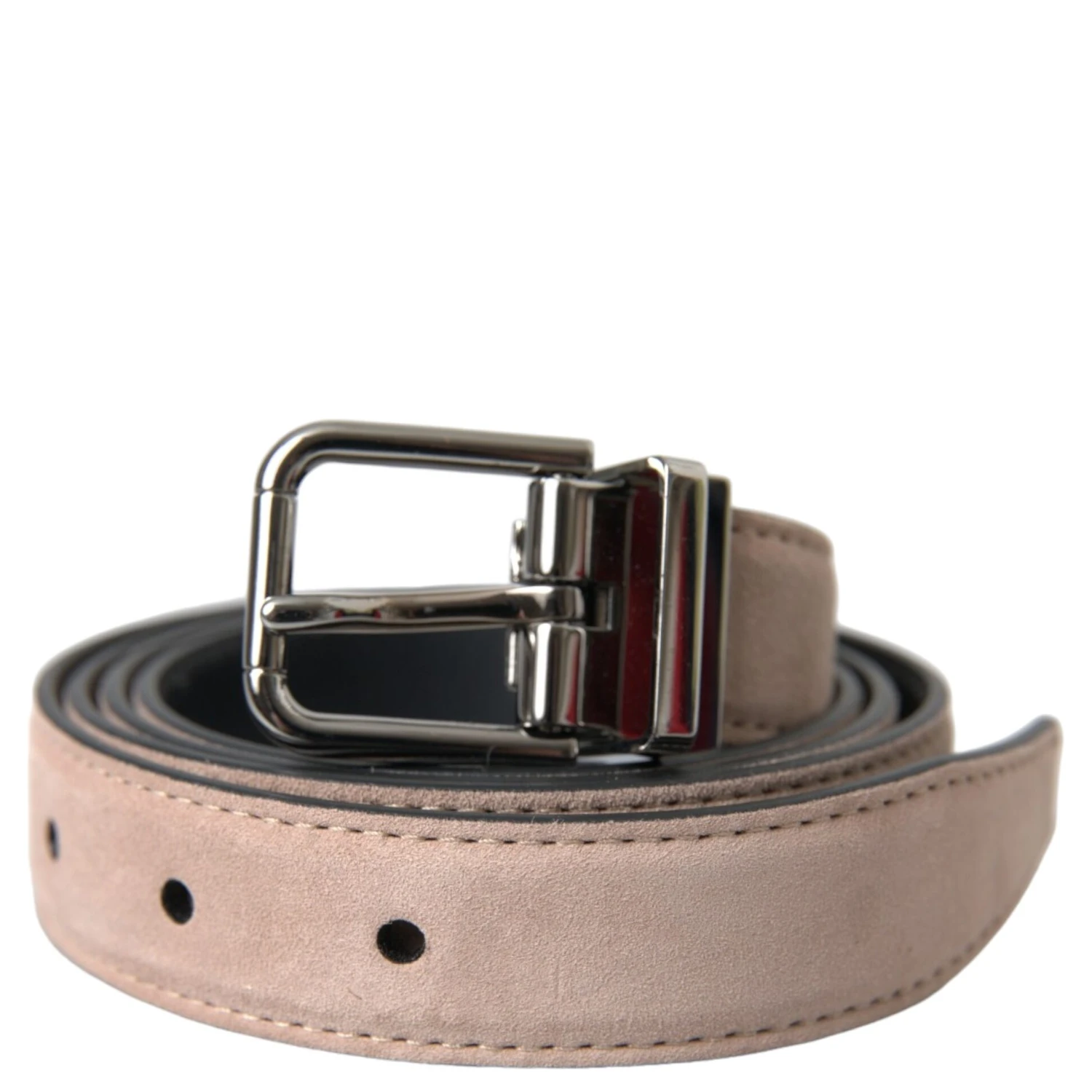 Beige Suede Leather Silver Buckle Belt Men