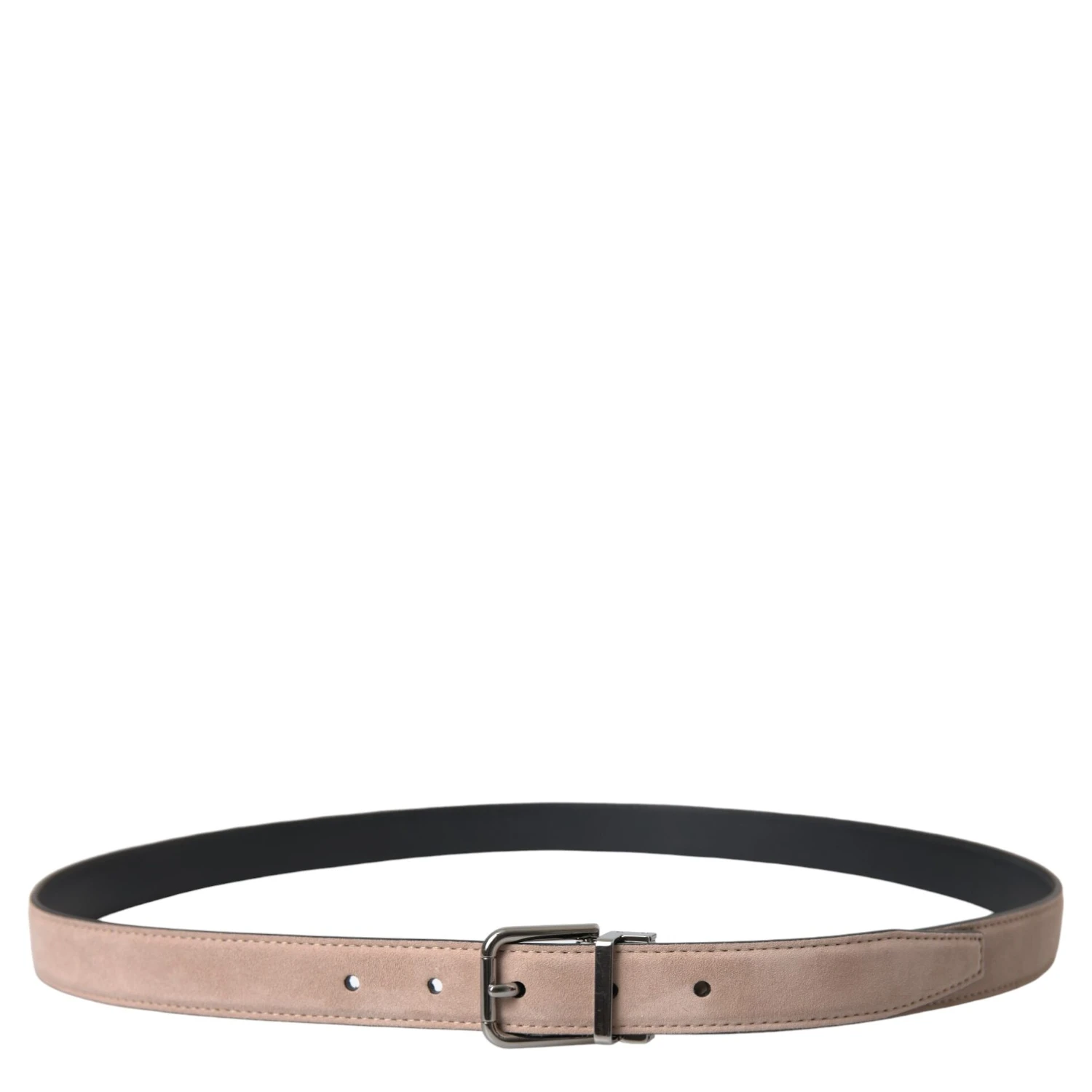 Beige Suede Leather Silver Buckle Belt Men