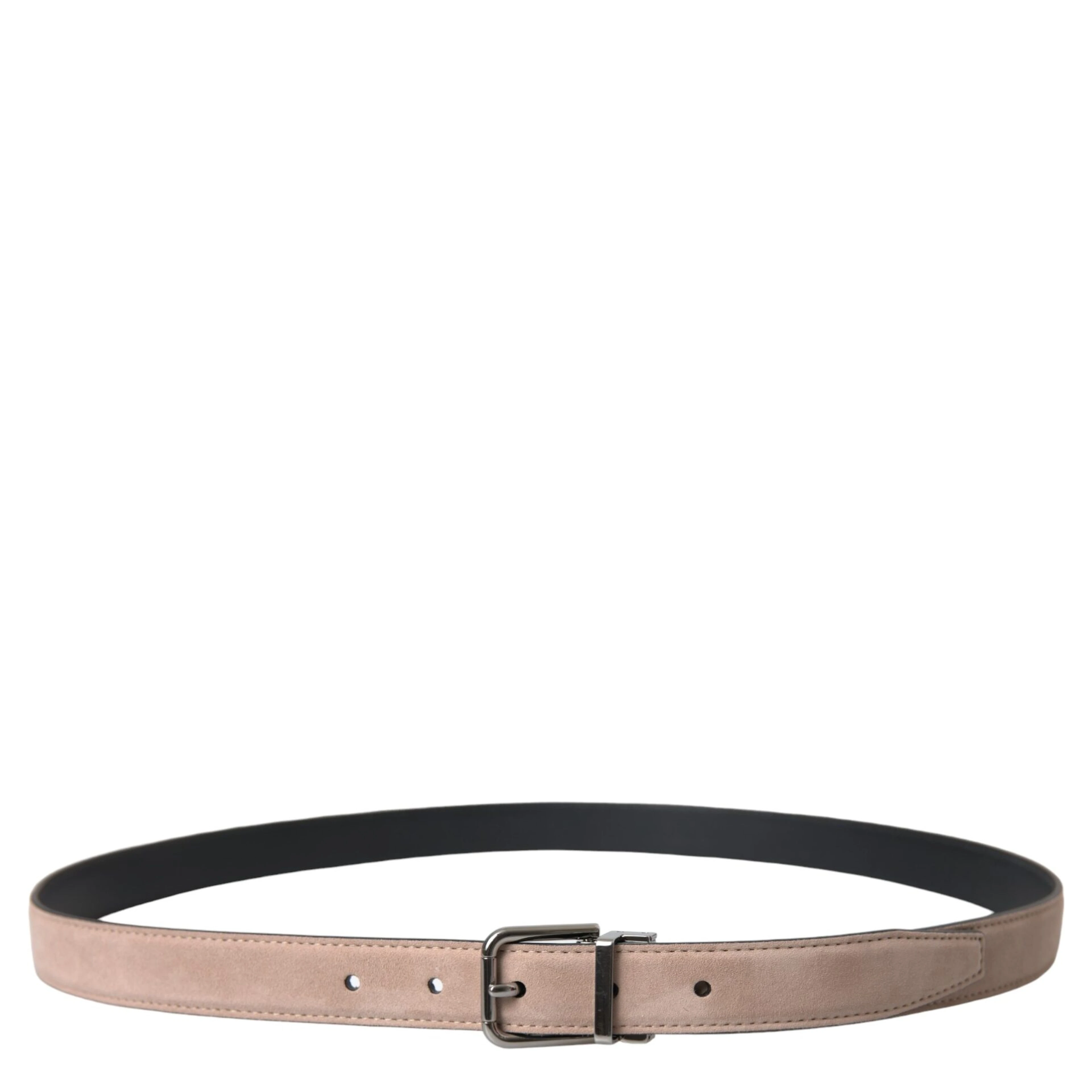 Beige Suede Leather Silver Buckle Belt Men