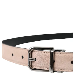 Beige Suede Leather Silver Buckle Belt Men