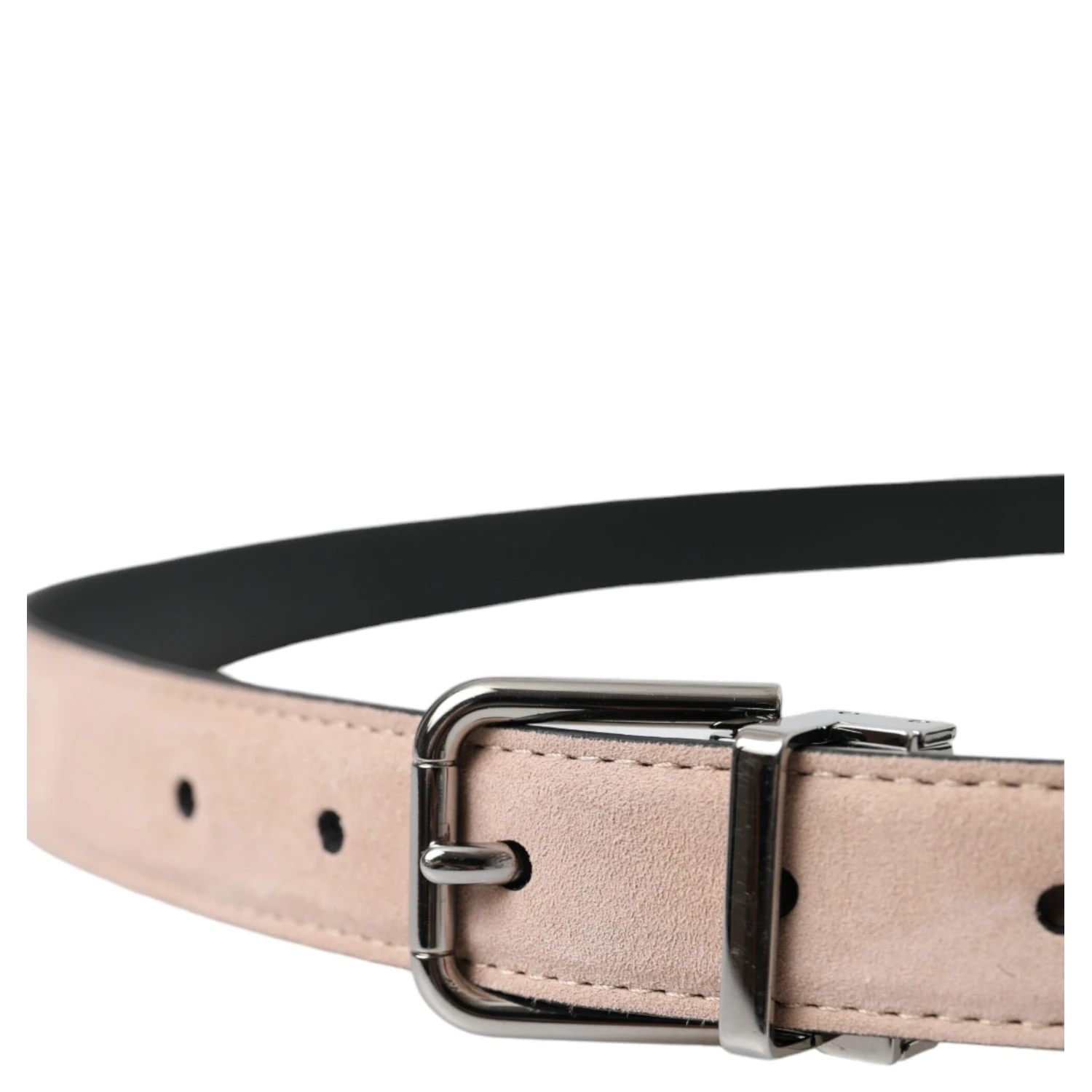 Beige Suede Leather Silver Buckle Belt Men