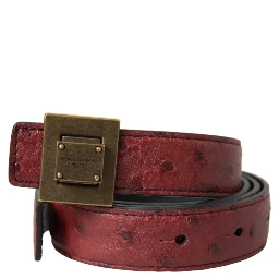 Brown Leather Square Metal Buckle Belt