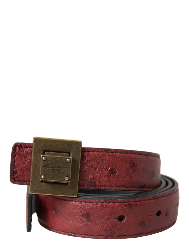 Brown Leather Square Metal Buckle Belt