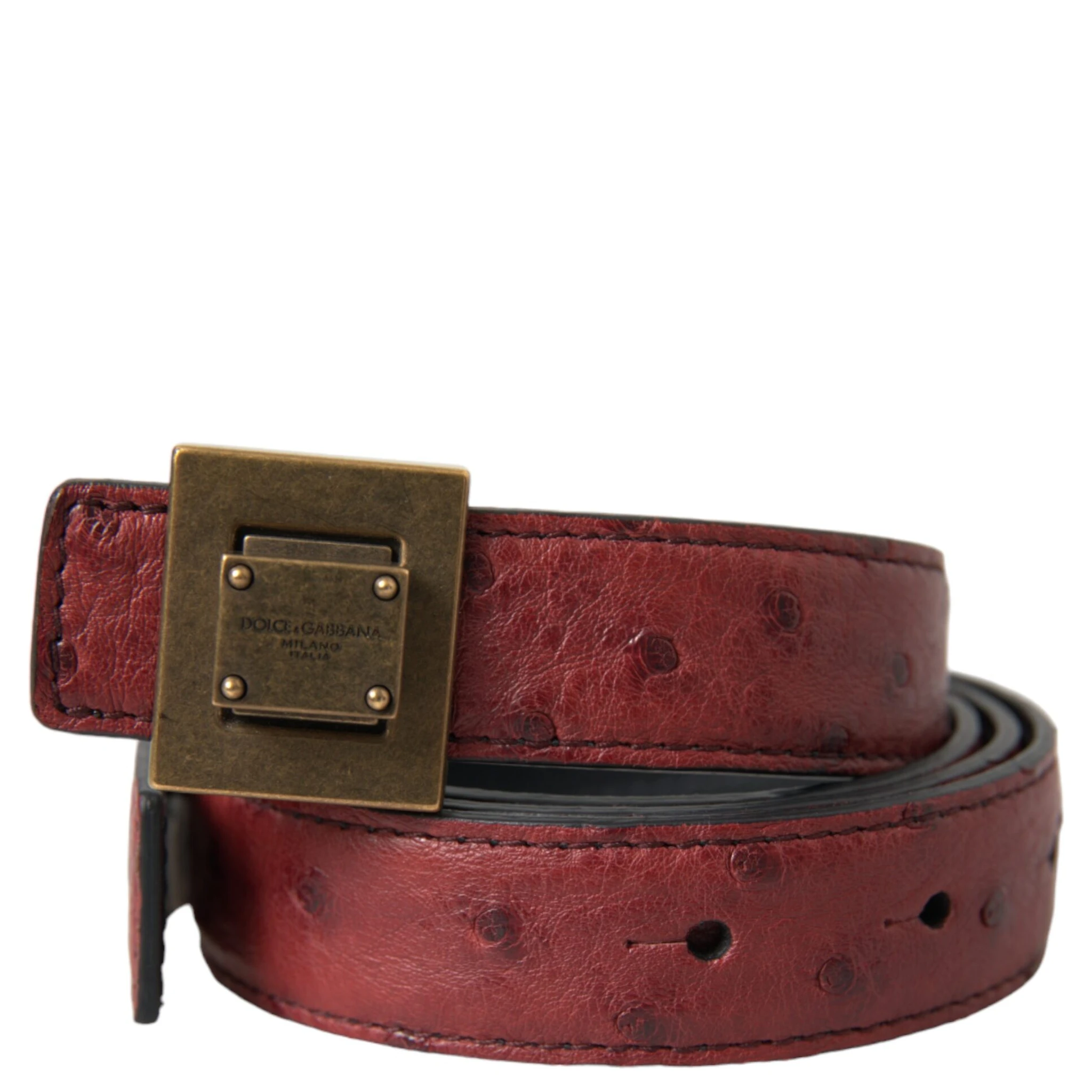 Brown Leather Square Metal Buckle Belt
