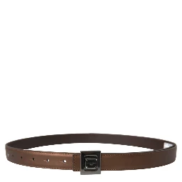 Bronze Leather Square Metal Buckle Belt
