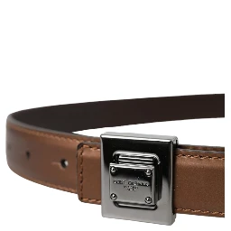 Bronze Leather Square Metal Buckle Belt