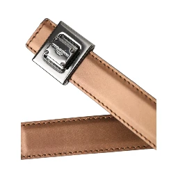 Bronze Leather Square Metal Buckle Belt