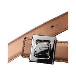 Bronze Leather Square Metal Buckle Belt