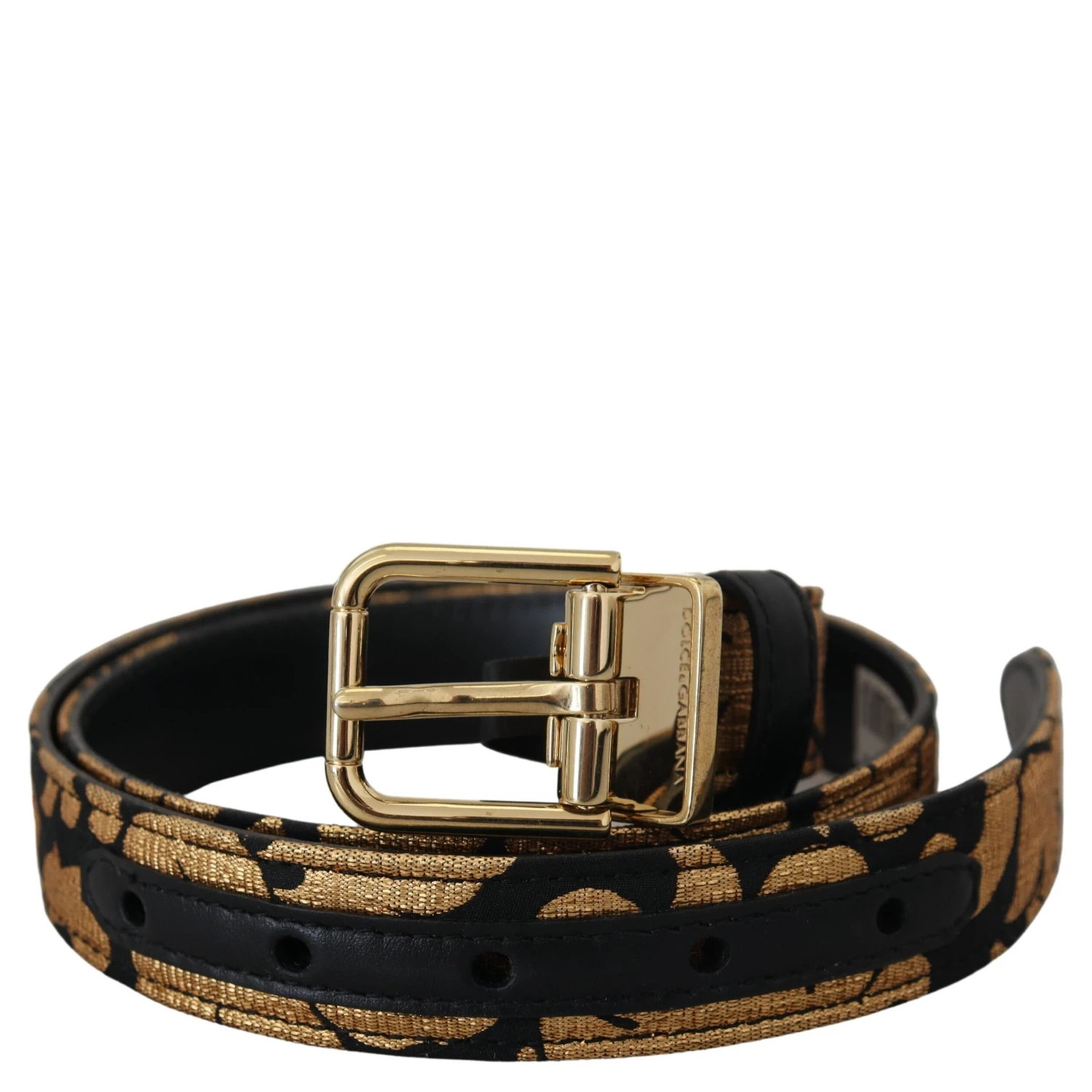 Multicolor Jacquard Leather Logo Buckle Belt