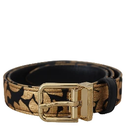 Multicolor Jacquard Leather Logo Buckle Belt