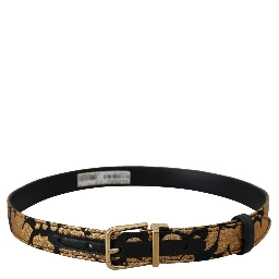 Multicolor Jacquard Leather Logo Buckle Belt