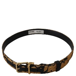Multicolor Jacquard Leather Logo Buckle Belt
