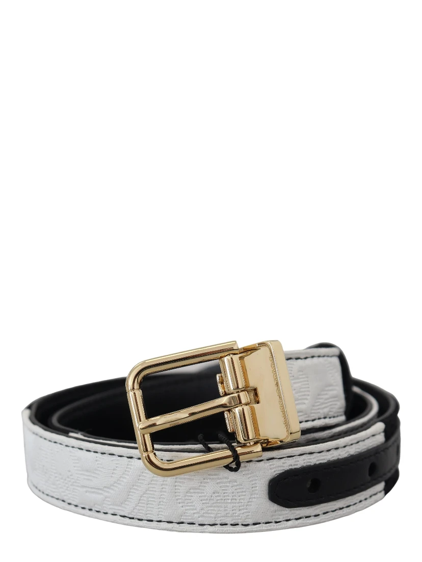 White Black Patchwork Gold Metal Buckle Belt