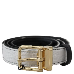 White Black Patchwork Gold Metal Buckle Belt