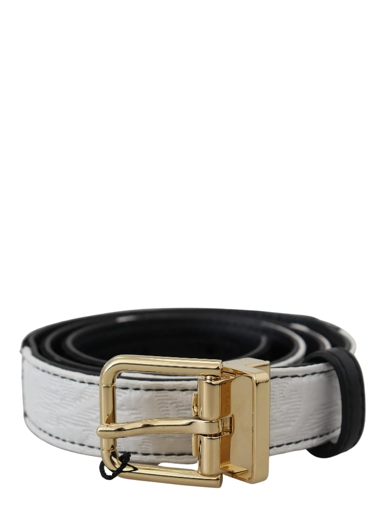White Black Patchwork Gold Metal Buckle Belt alternative