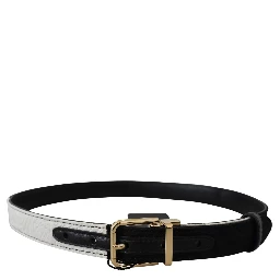 White Black Patchwork Gold Metal Buckle Belt