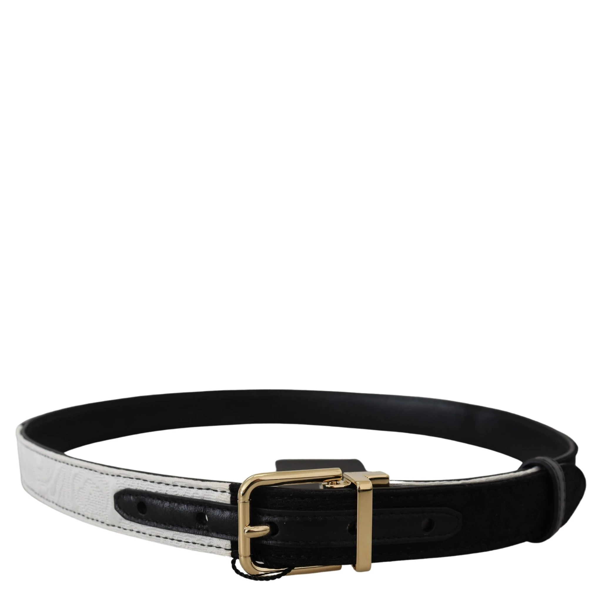 White Black Patchwork Gold Metal Buckle Belt