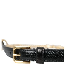 Black Leather Gold Chain Crystal Waist Women Belt