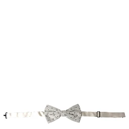 White Black Polka Dot Polyester Bow Tie Men