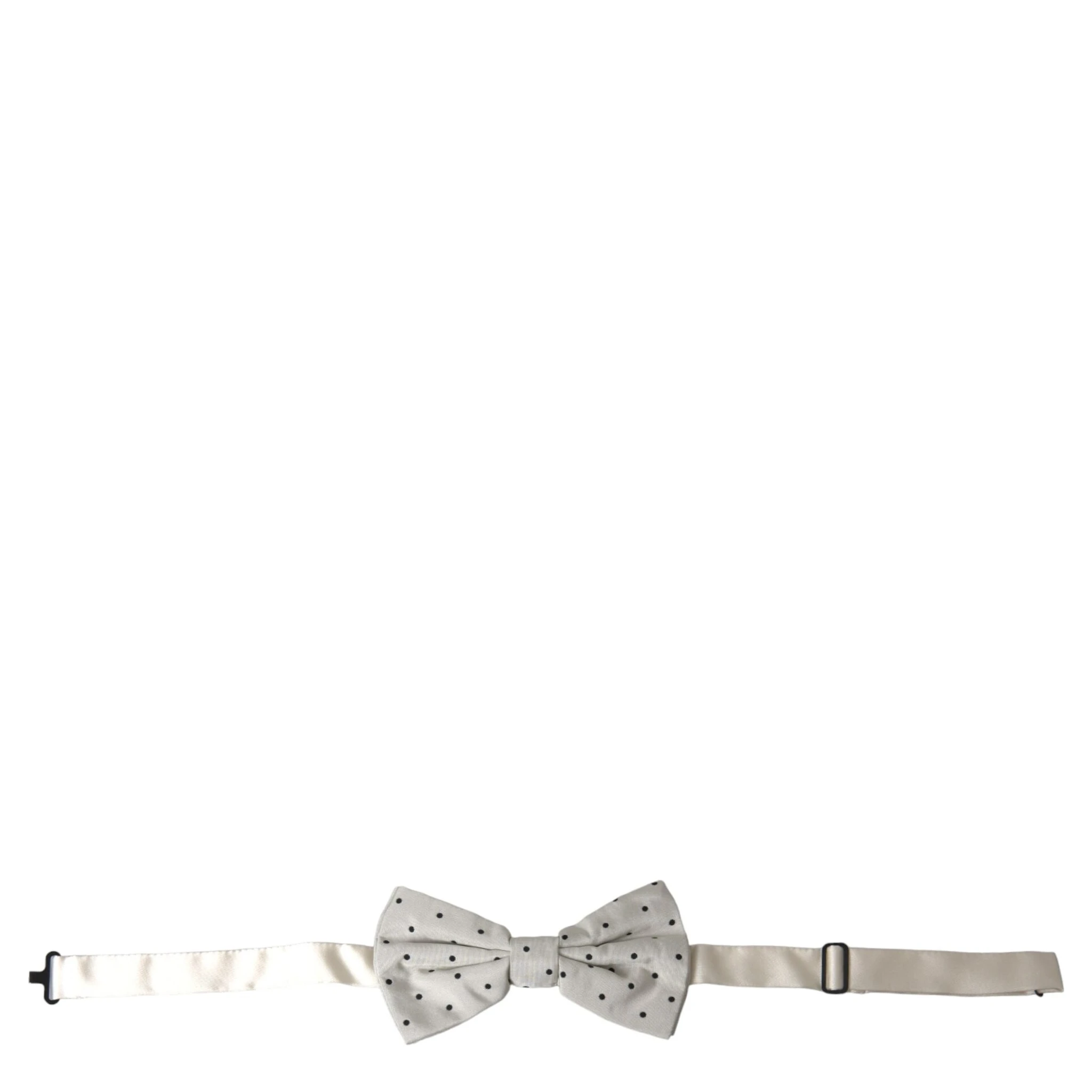 White Black Polka Dot Polyester Bow Tie Men