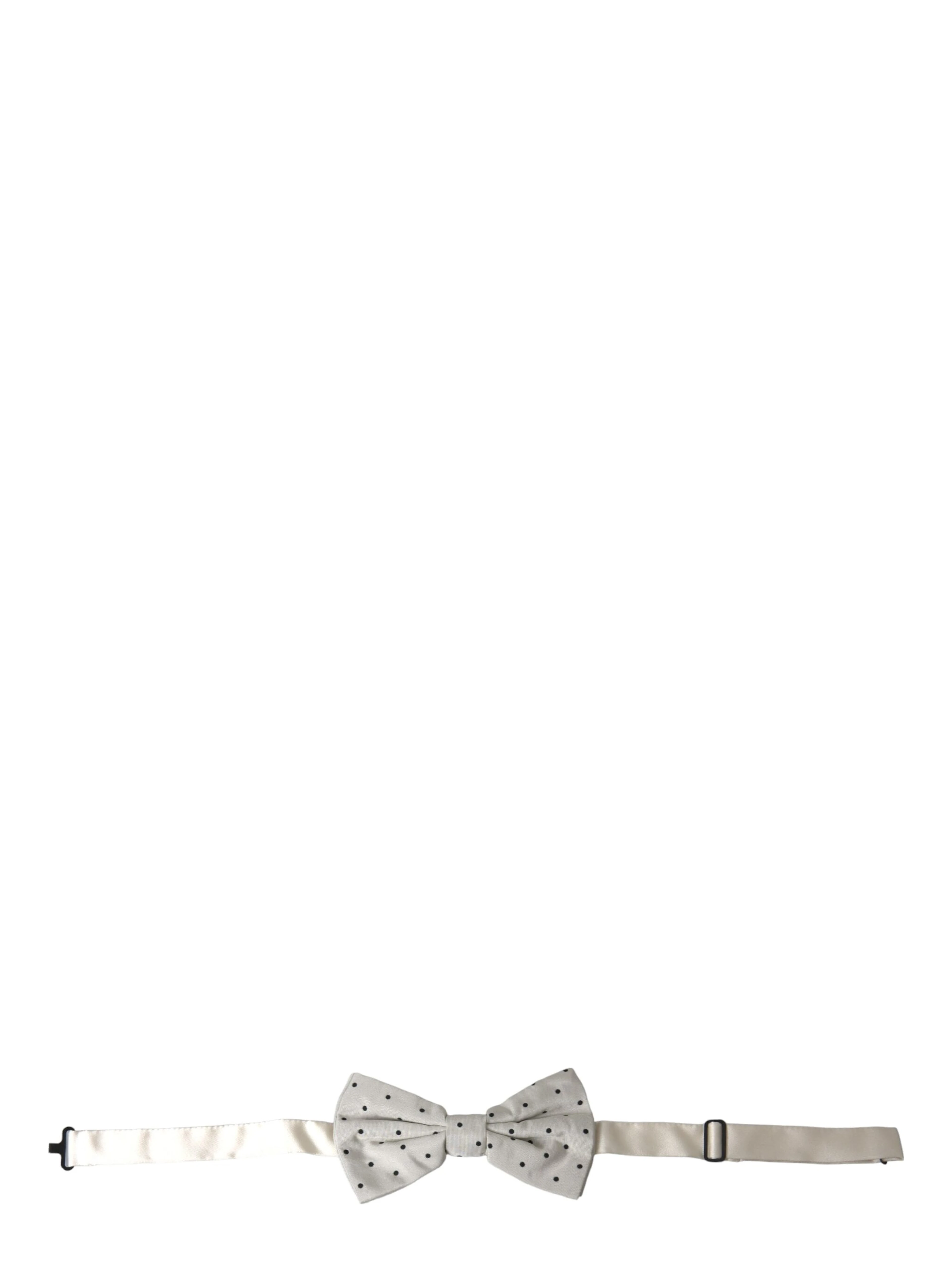 White Black Polka Dot Polyester Bow Tie Men