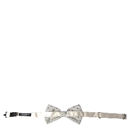 White Black Polka Dot Polyester Bow Tie Men