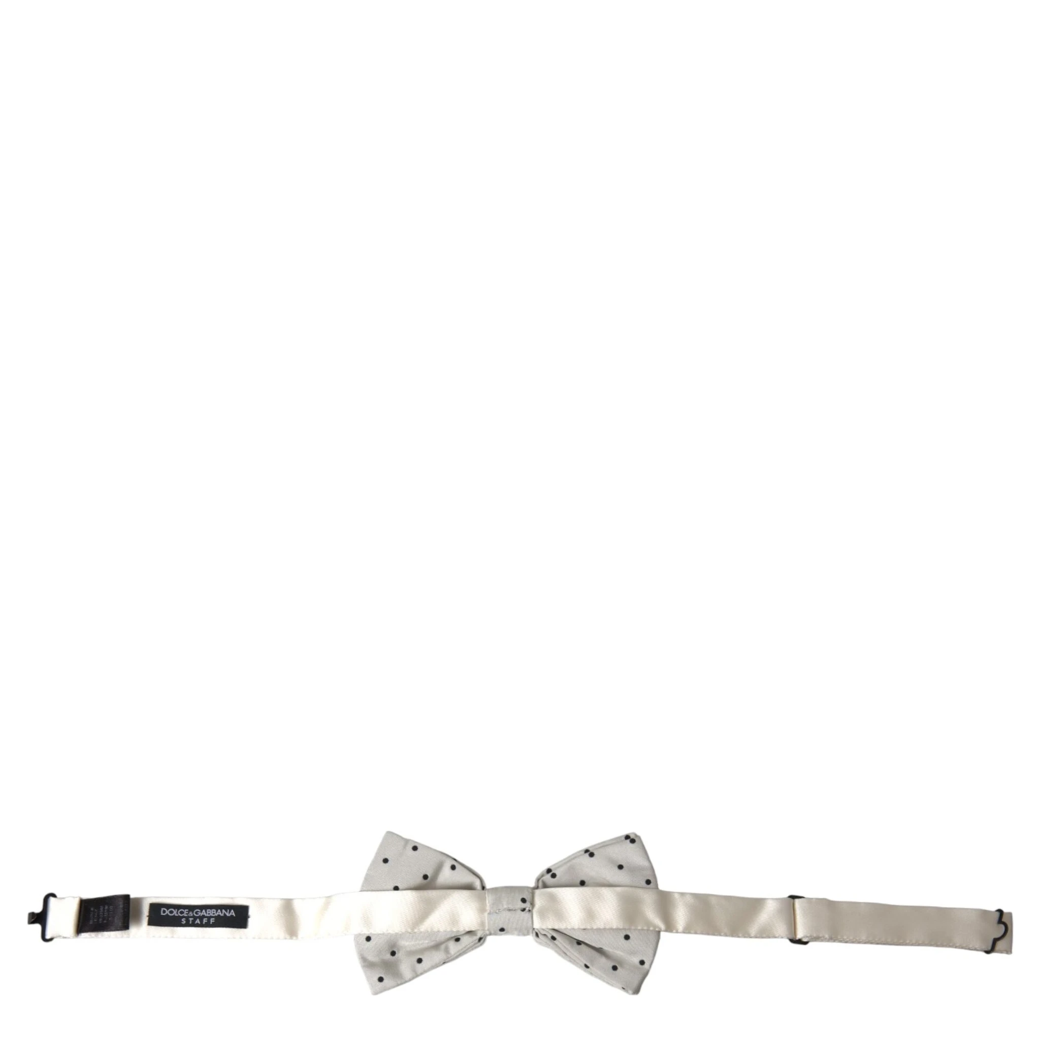 White Black Polka Dot Polyester Bow Tie Men