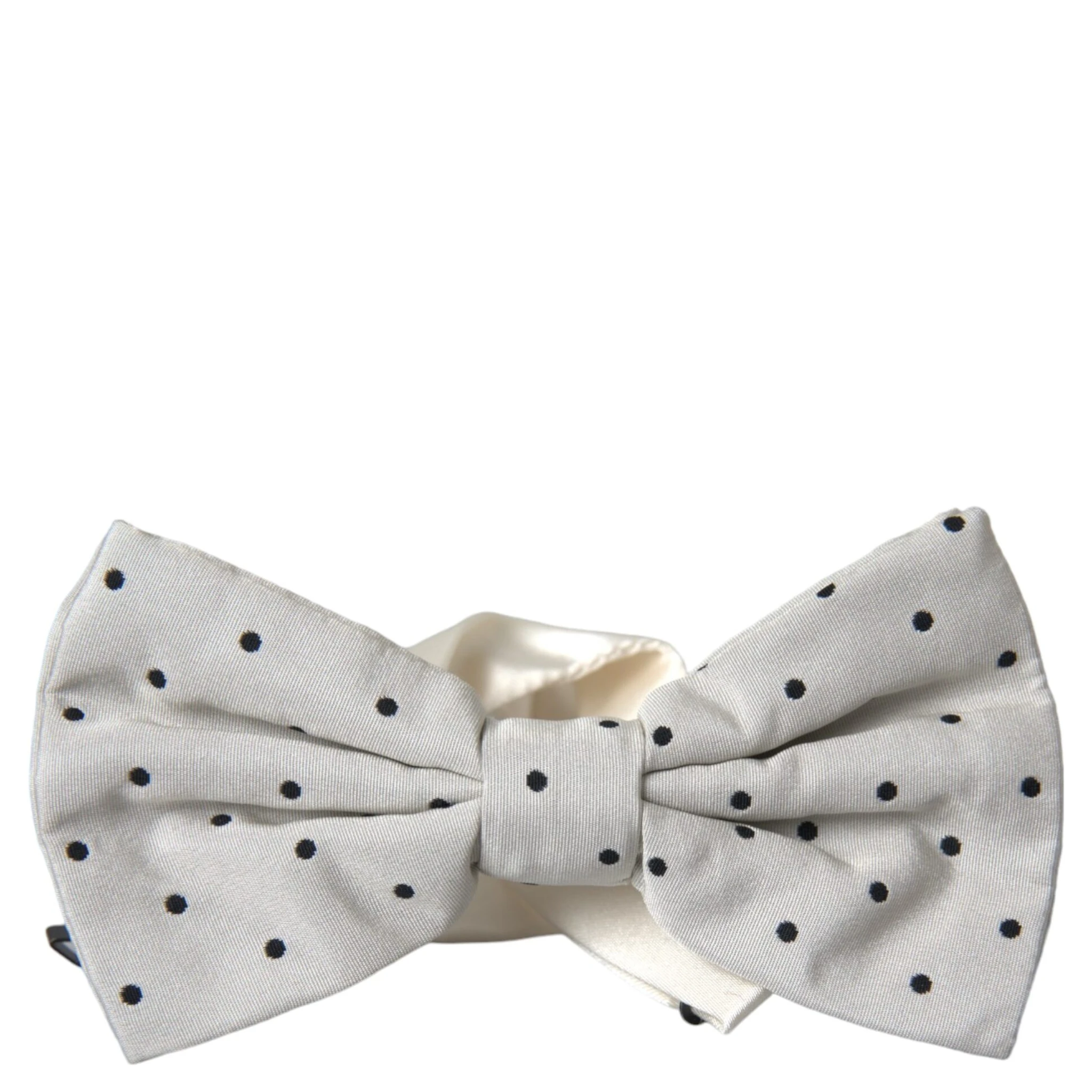 White Black Polka Dot Polyester Bow Tie Men