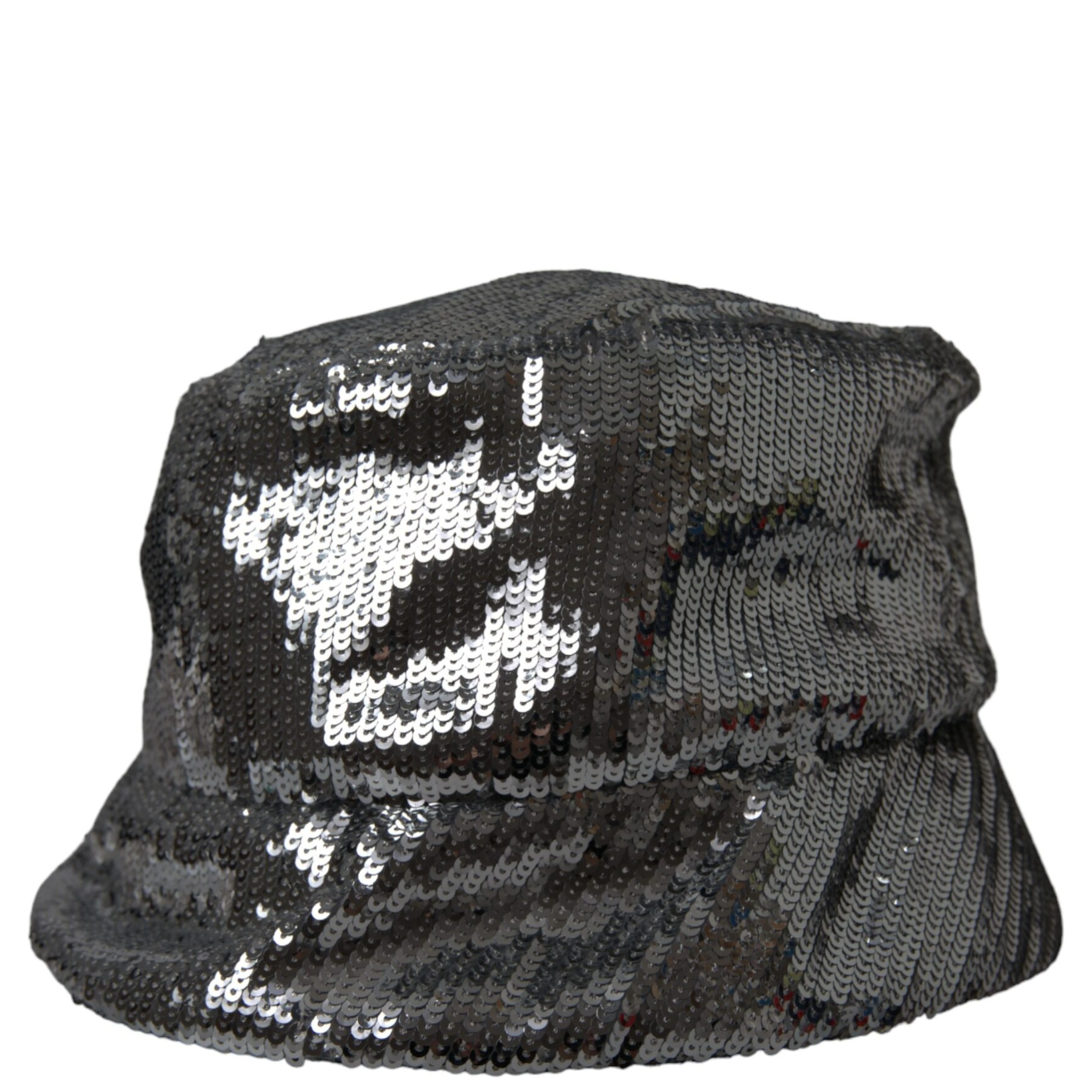Silver Sequined Nylon Bucket Hat Men