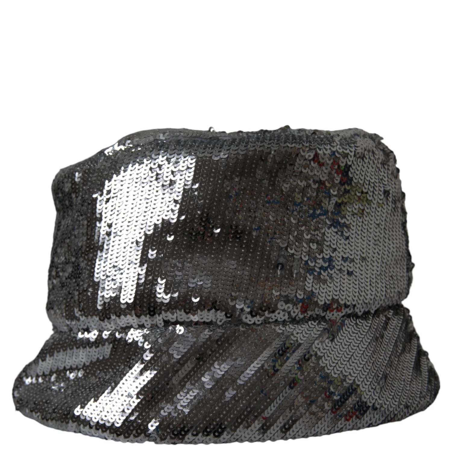 Silver Sequined Nylon Bucket Hat Men