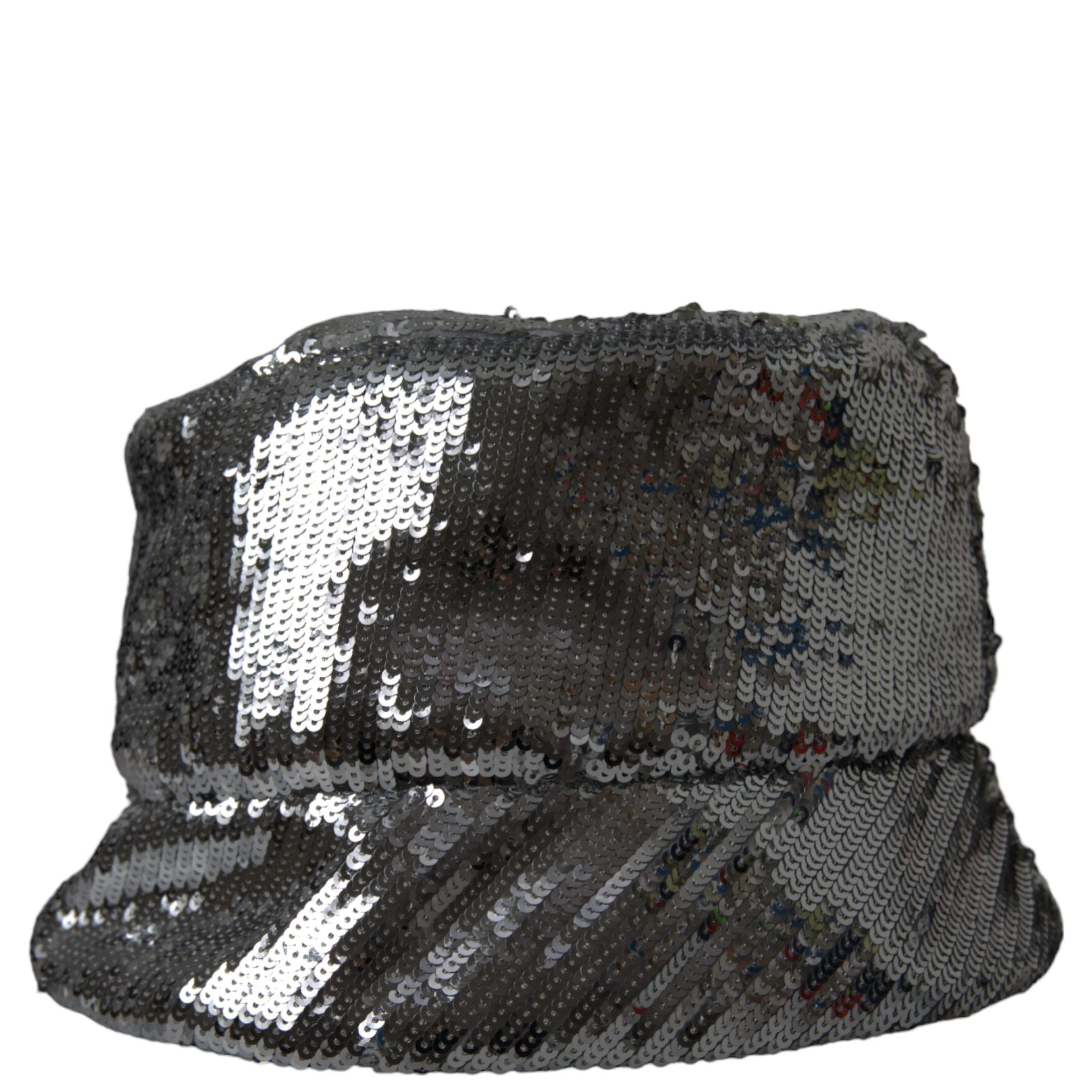Silver Sequined Nylon Bucket Hat Men