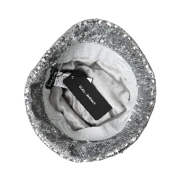 Silver Sequined Nylon Bucket Hat Men