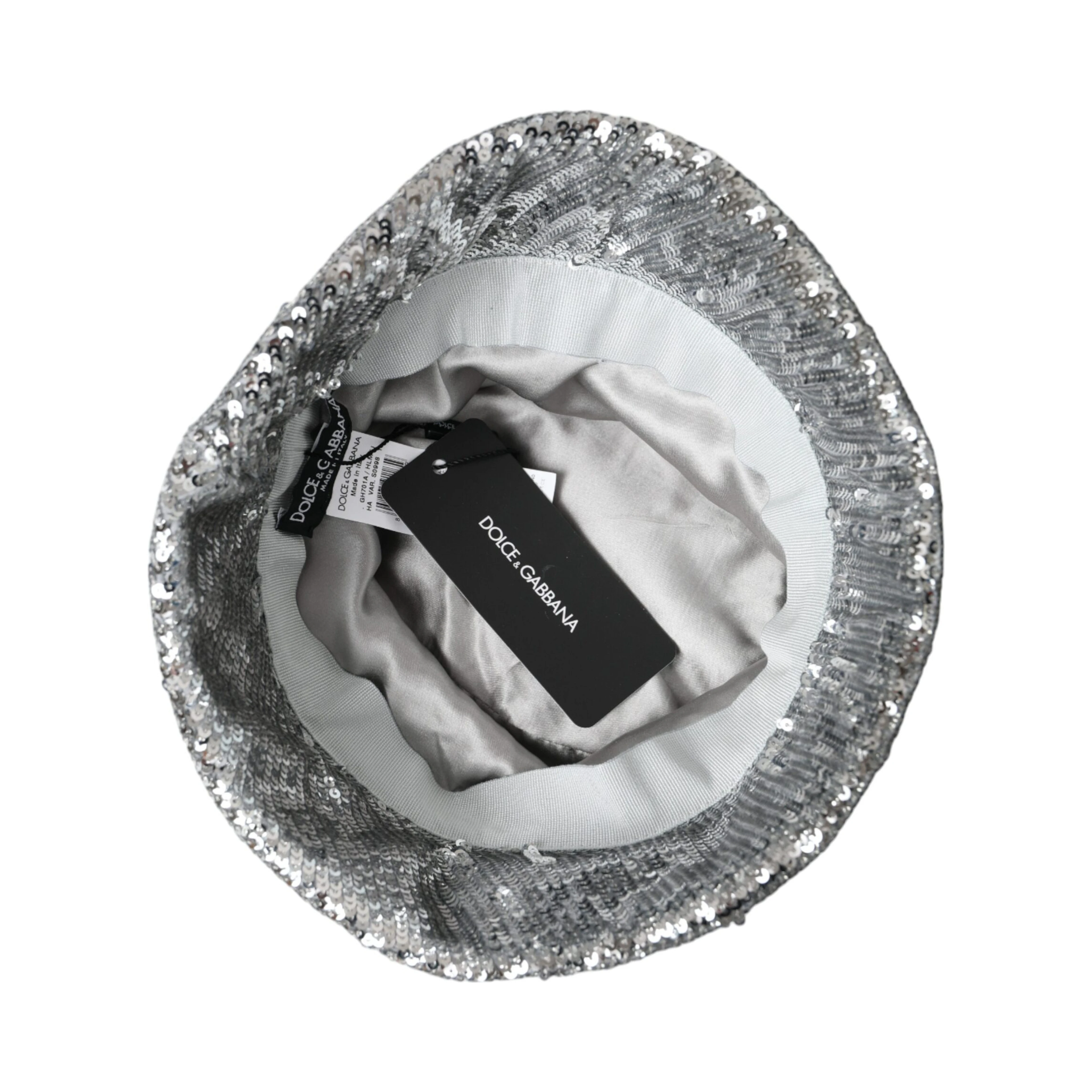 Silver Sequined Nylon Bucket Hat Men