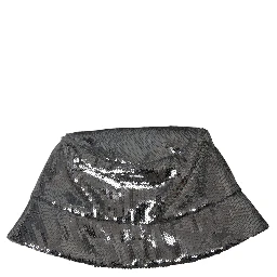 Silver Sequined Nylon Bucket Hat Men