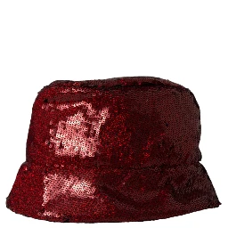 Red Sequined Nylon Bucket Hat Men