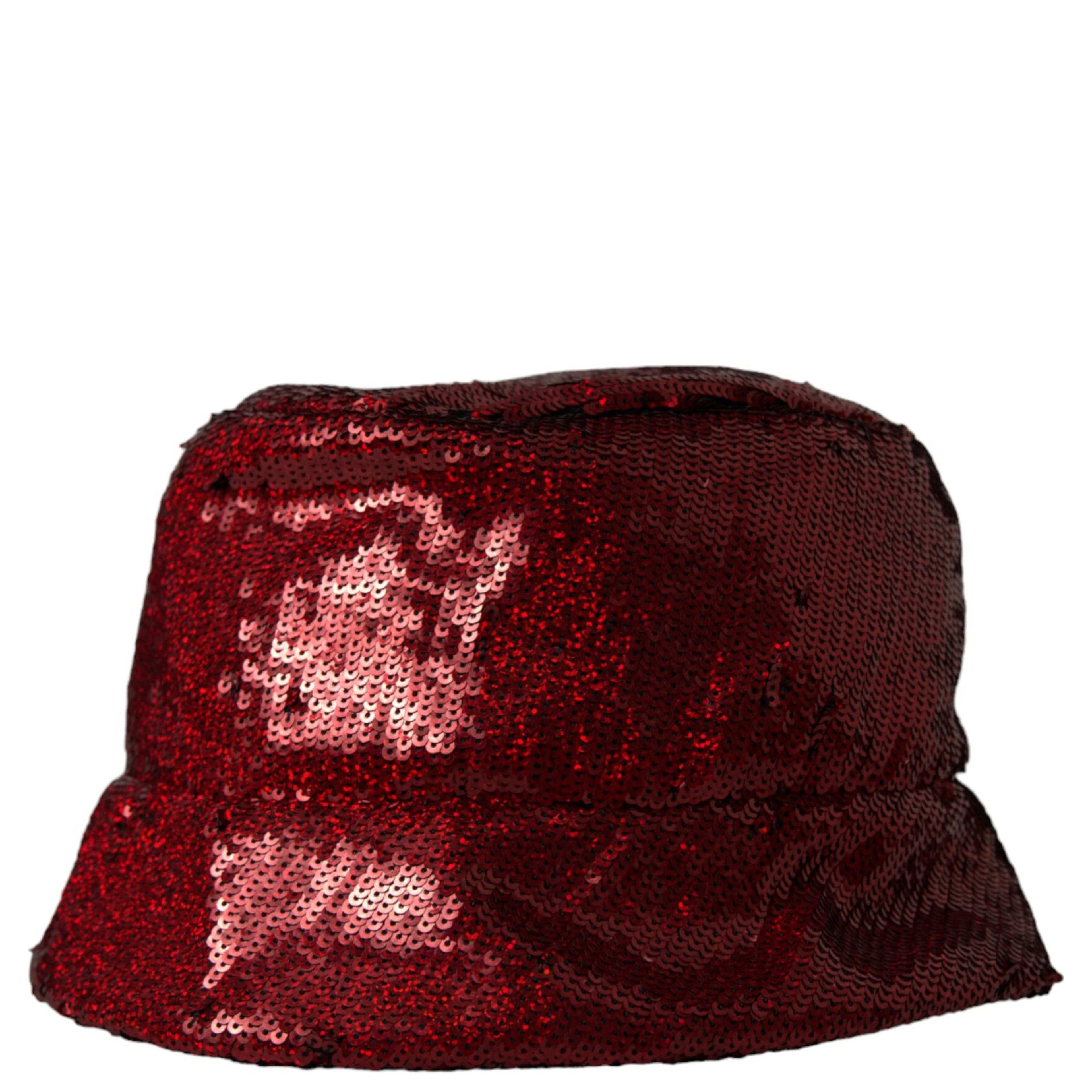 Red Sequined Nylon Bucket Hat Men