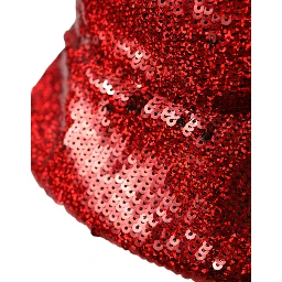 Red Sequined Nylon Bucket Hat Men