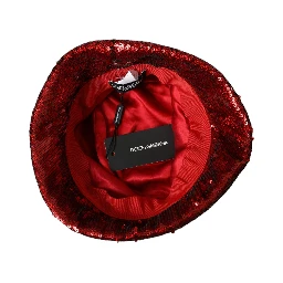 Red Sequined Nylon Bucket Hat Men