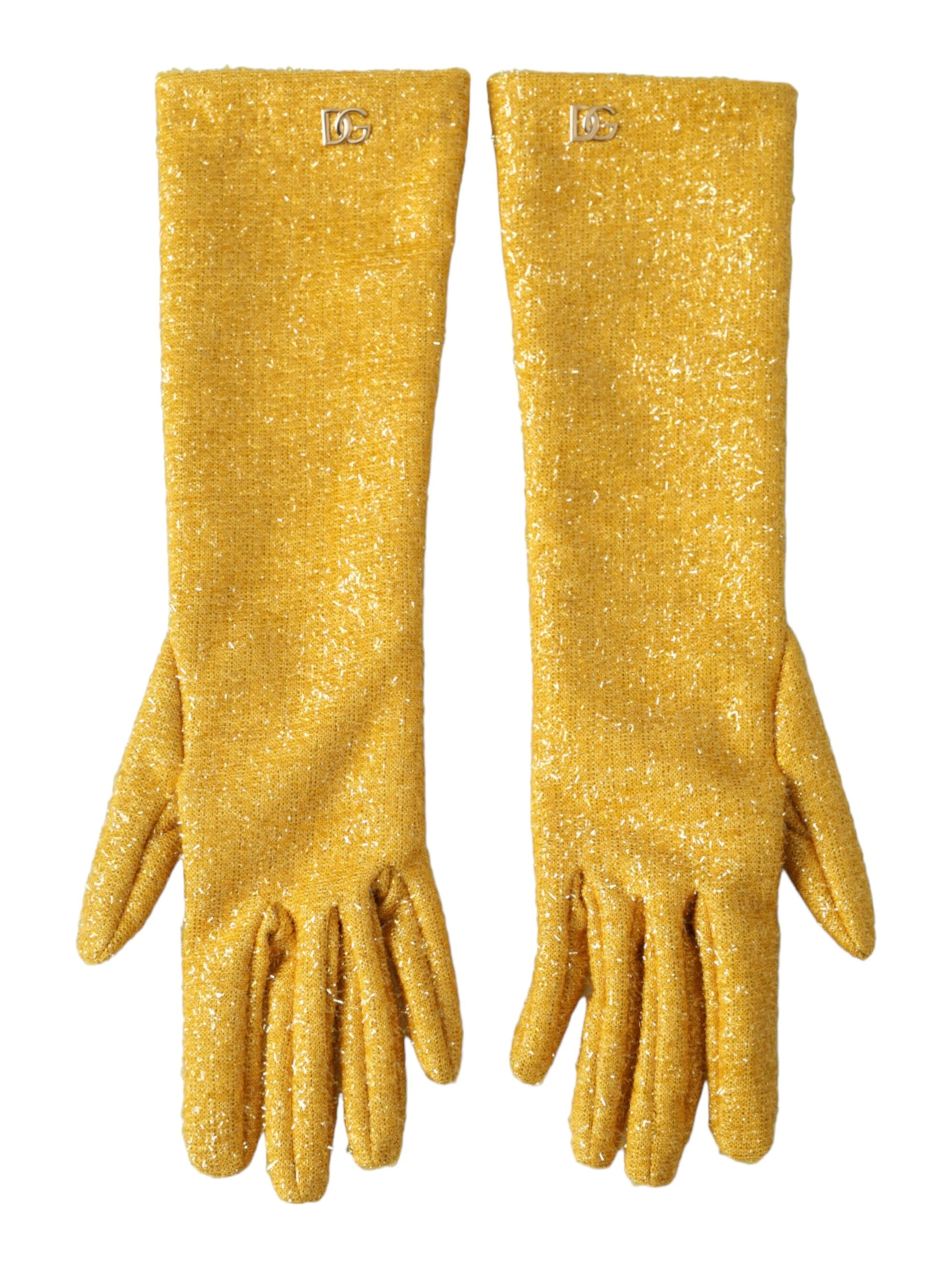 Gold Lurex Fantasia Mid Arm Length Gloves