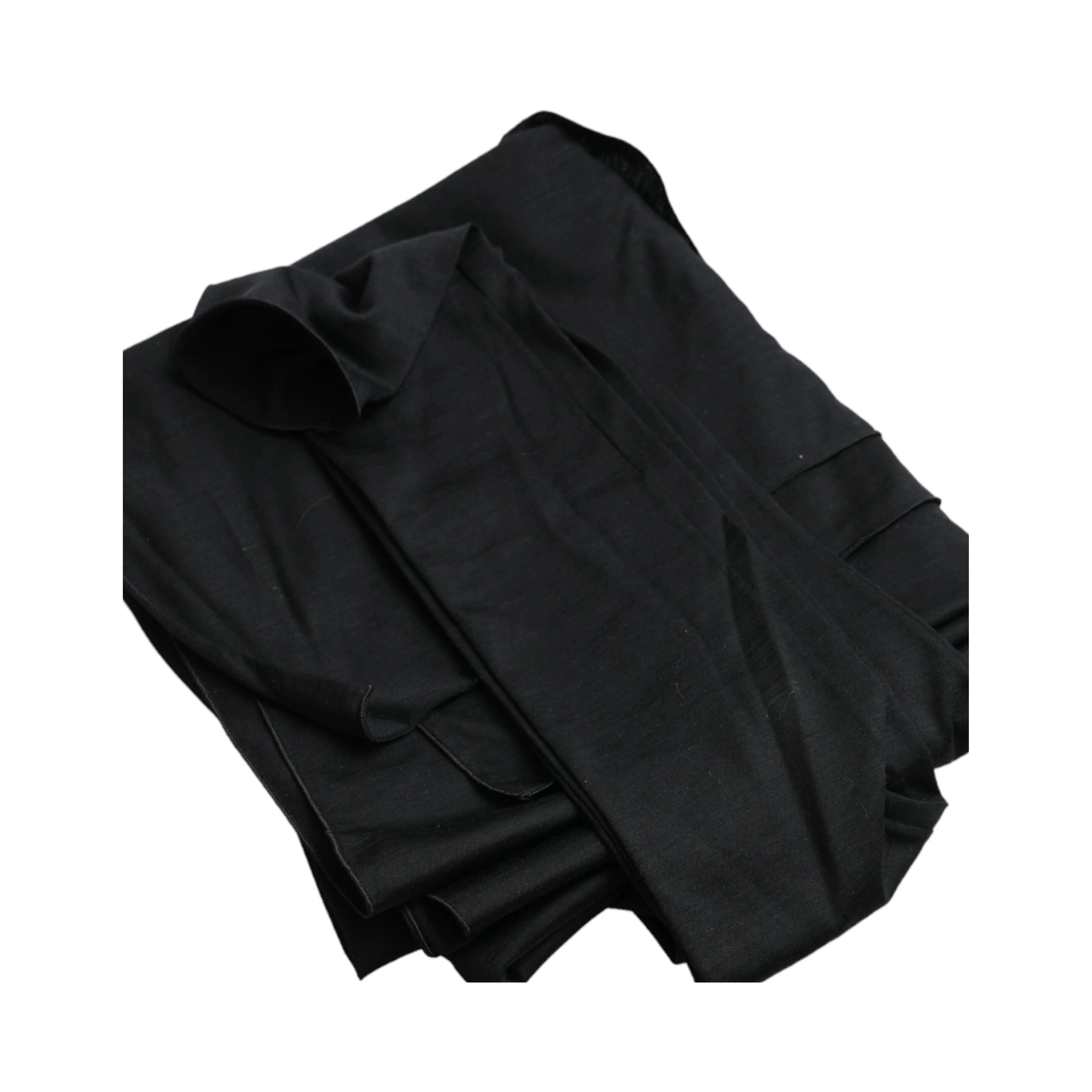 Black Wool Cutout Asymmetric Long Sleeve Top