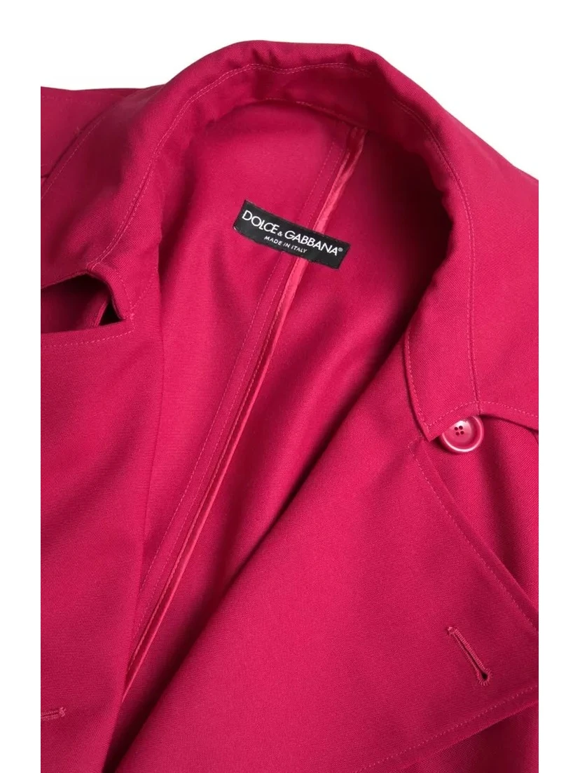 Dark Pink Double Breasted Trench Coat Jacket