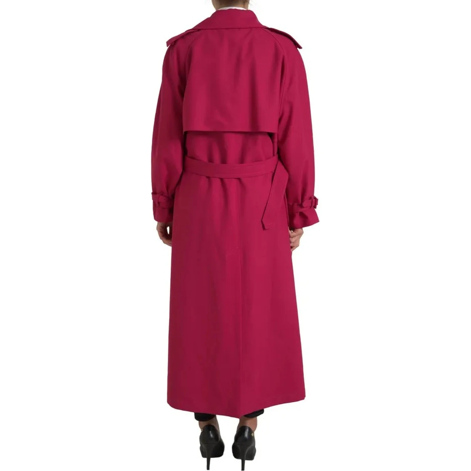 Dark Pink Double Breasted Trench Coat Jacket