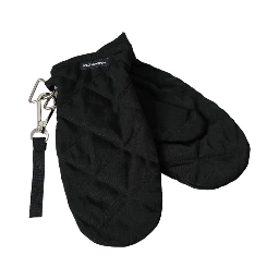Black Quilted Nylon Wrist Length Mitten Gloves