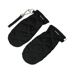 Black Quilted Nylon Wrist Length Mitten Gloves