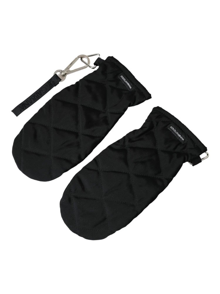 Black Quilted Nylon Wrist Length Mitten Gloves alternative