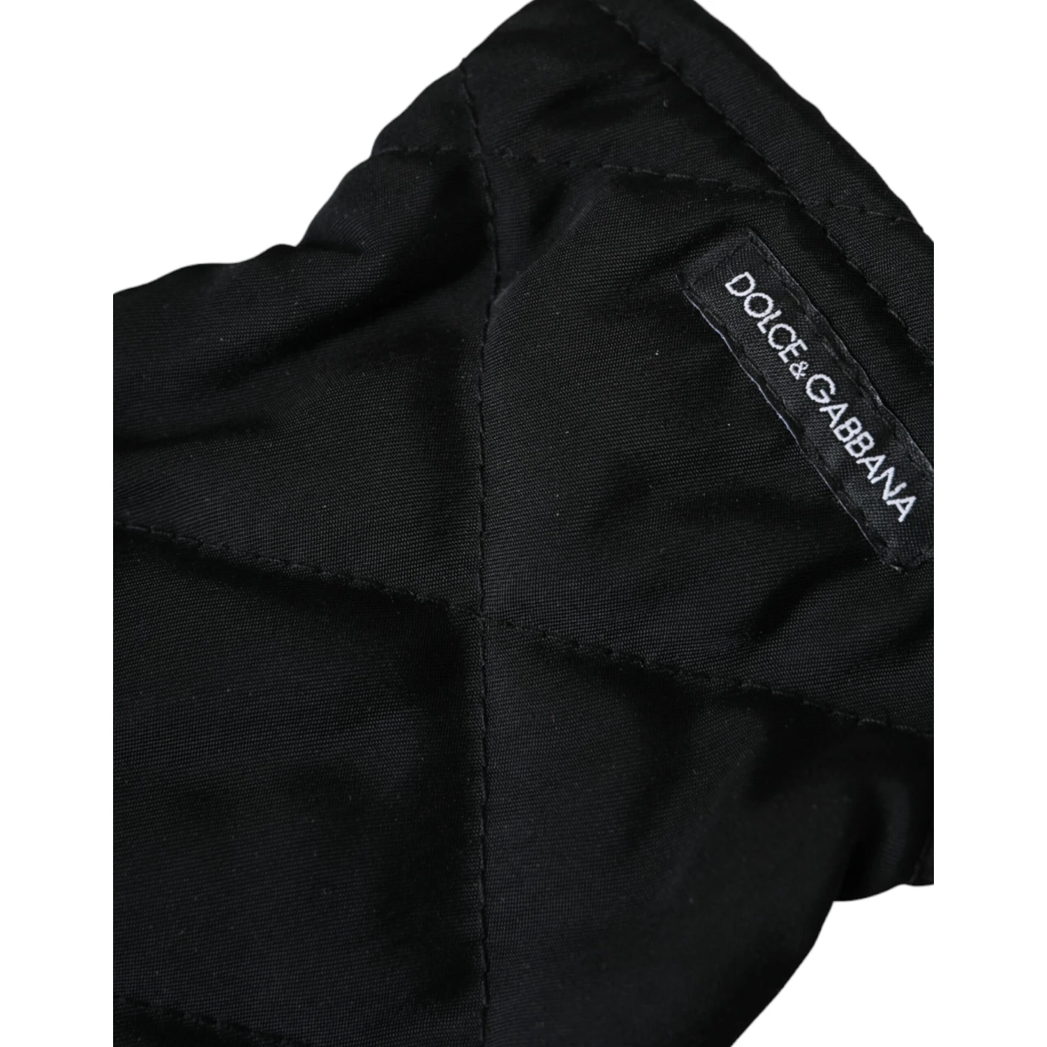 Black Quilted Nylon Wrist Length Mitten Gloves