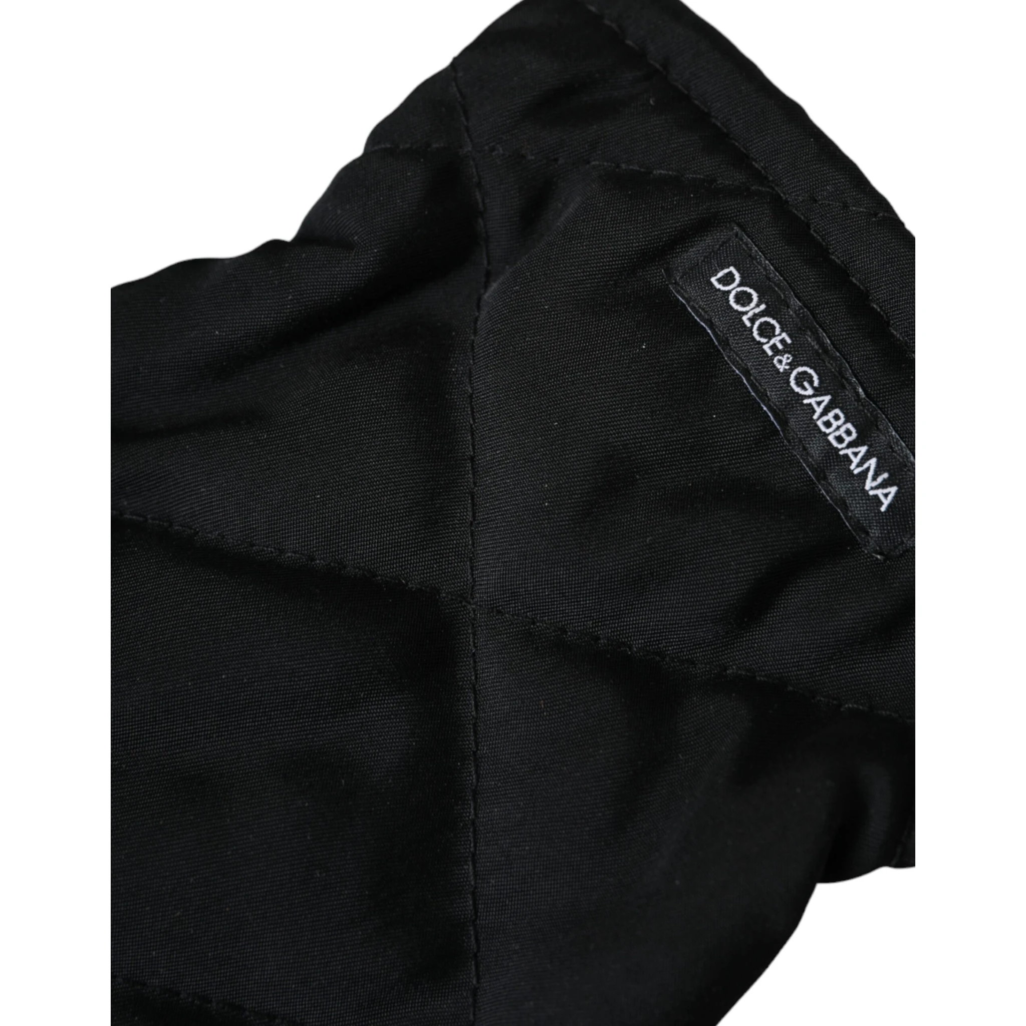 Black Quilted Nylon Wrist Length Mitten Gloves